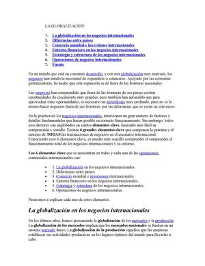 GLOBALIZACION EN LOS NEGOCIOS