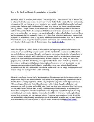 How to Get Hotels and Resorts Accommodations in Seychelles