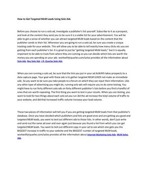 How to Get Targeted MLM Leads Using Solo Ads