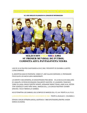 Selección Colombia primer mundial de fútbol en Chile 1962