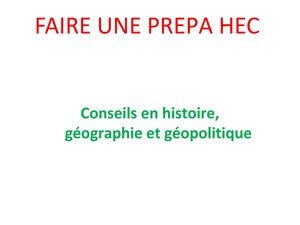 Présentation de la 1ère année en histoire, géographie et géopolitique