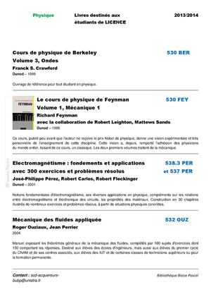 Recommandés en licence de physique