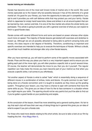 Karate Training: An Introduction