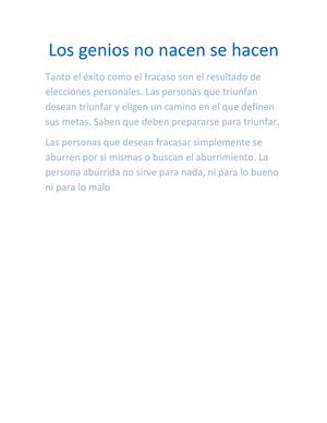 Los genios no nacen se hacen 