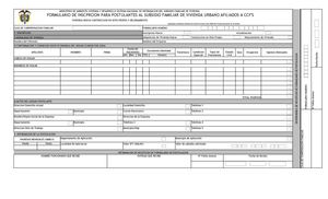 Planilla Formulario Inscripción Subsidio De Vivienda