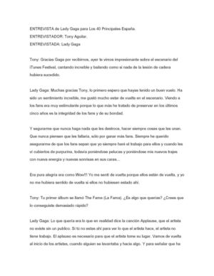 Entrevista de Lady Gaga para los 40 Principales 