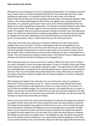 Make Money On The Internet As Seo Content Generator