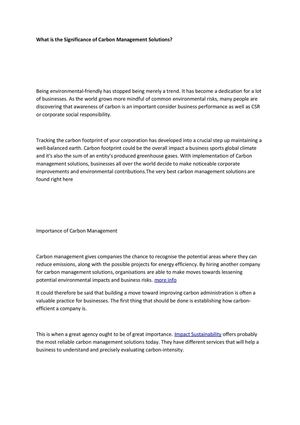 What is the Significance of Carbon Management Solutions?