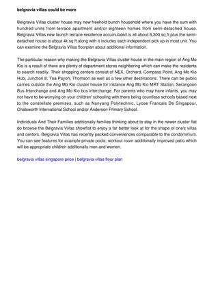 Belgravia Villas would be the new chaos apartment located at Ang Mo Kio 5 through a terrain size all about two hundred thousand sq ft. 