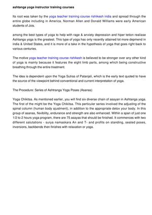 Ashtanga Yoga Instructor training Courses india