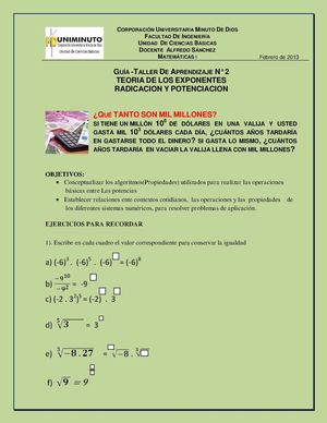 Guia teoria de  exponentes 