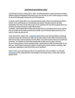 JackThreads promotional codes