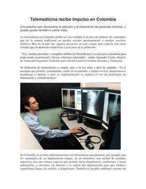 TELEMEDICINA RECIBE IMPULSO EN COLOMBIA