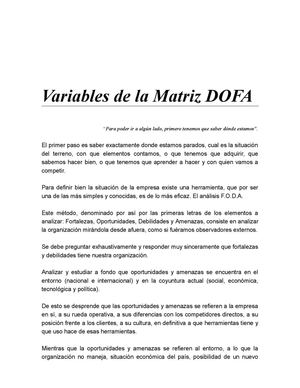 Variables de la Matriz FODA