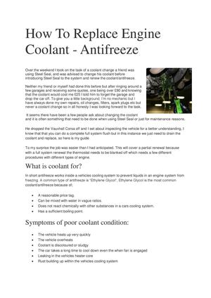 How To: Replace Engine Coolant - Antifreeze