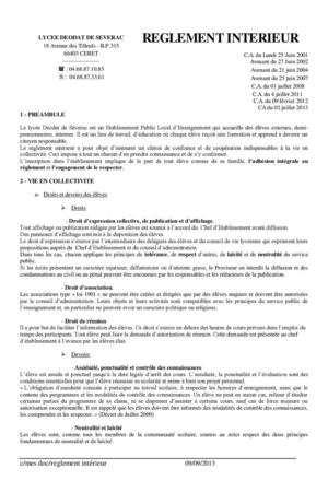 Réglement Intérieur 2013