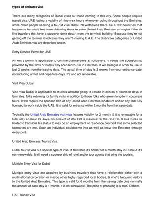 The Different Categories of UAE Visa