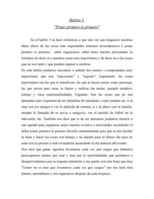 Habito 3 resumen "Poner primero lo primero"