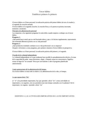 Tercer hábito. Establecer primero lo primero