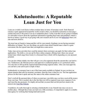 Kulutusluotto: Best Suited Loan Services for You 
