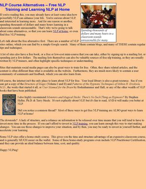 NLP Course Alternatives – Free NLP Training and Learning NLP at Home