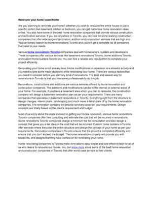 Renovate your home sweet home