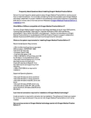 Frequently Asked Questions About Installing Dragon® Medical Practice Edition