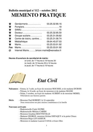 Bricon Bulletin Municipal 112 Octobre 2012