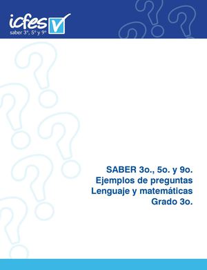 CUADERNILLO PRUEBAS SABER MATEMÁTICAS Y LENGUAJE (EJEMPLOS) 3° 2012