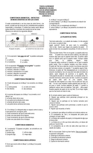 2012 PTA Lenguaje 3 Prueba A