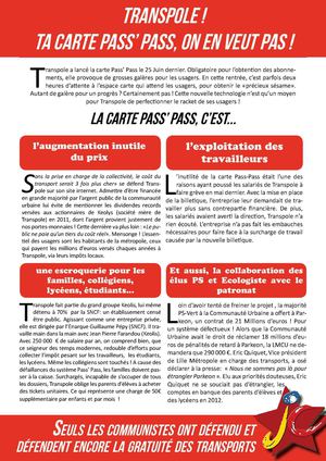 Transpole: ta carte Pass Pass, on n'en veut pas !
