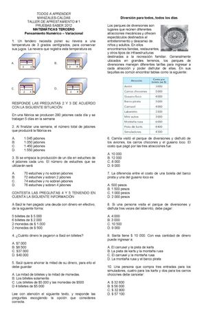 MATEMATICAS TERCERO - PENSAMIENTO NUMERICO