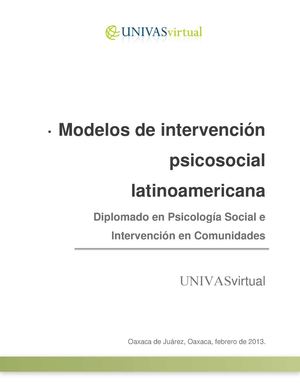 Modelos de intervención psicosocial latinoamericana