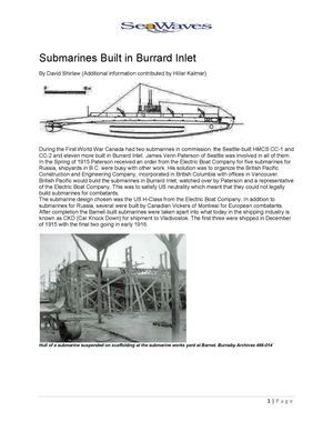 Submarines Built in Burrard Inlet