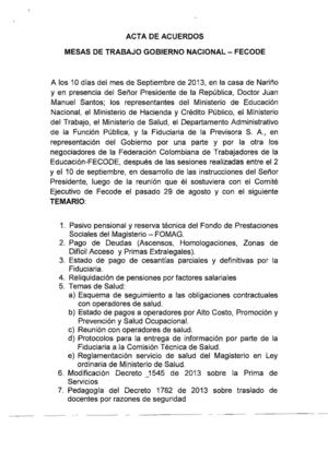 Acta de acuerdos gobierno nacional FECODE SIMANA 61 AÑOS EN PIE DE LUCHA