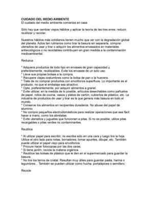 cuidado del medio ambiente