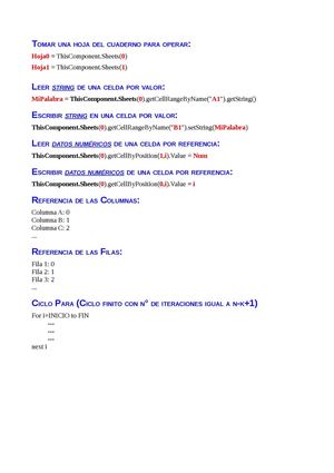 Guía para acceso a datos en Hoja de Calc