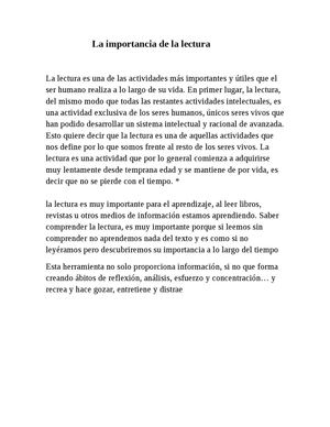 importancia de la lectura