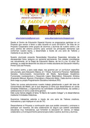 REVISTA "EL BARRIO DE MI COLE" Nº 0