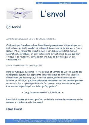 L'envol Septembre 2013