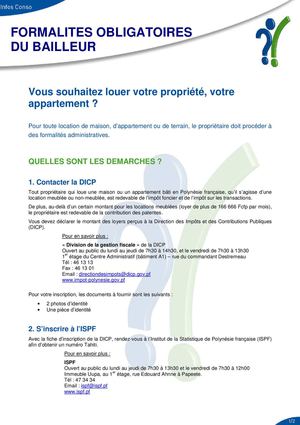 FORMALITES OBLIGATOIRES DU BAILLEUR