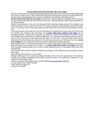 Custom Made Dress Shirts find their Way in Las Vegas