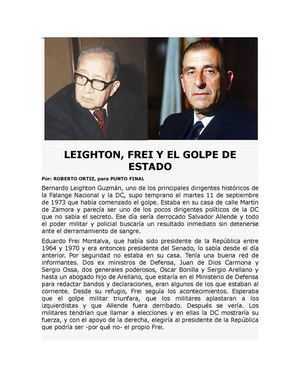 LEIGHTON, FREI Y EL GOLPE DE ESTADO