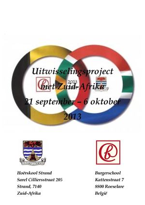 Programma Uitwisseling Burgerschool Roeselare- Hoërskool Strand