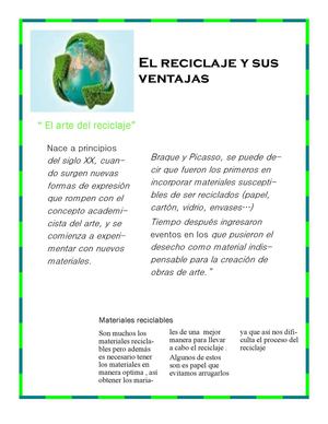 Boletin publisher - hablemos sobre los beneficios del reciclaje