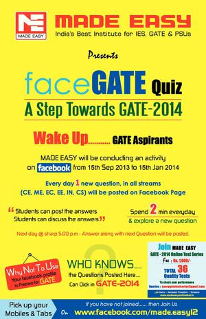 MADE EASY Announces face GATE Quiz - A Step towards GATE - 2014