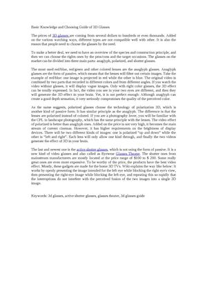 3D Video Glasses Buying Guide