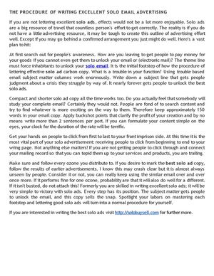 THE PROCEDURE OF WRITING EXCELLENT SOLO EMAIL ADVERTISING