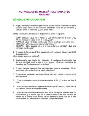 ACTIVIDADES PARA EL TERCERO DE PRIMARIA