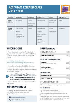 Catàleg activitats extra-escolars 2013/2014